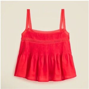 J. Crew lace trim pin tuck tank